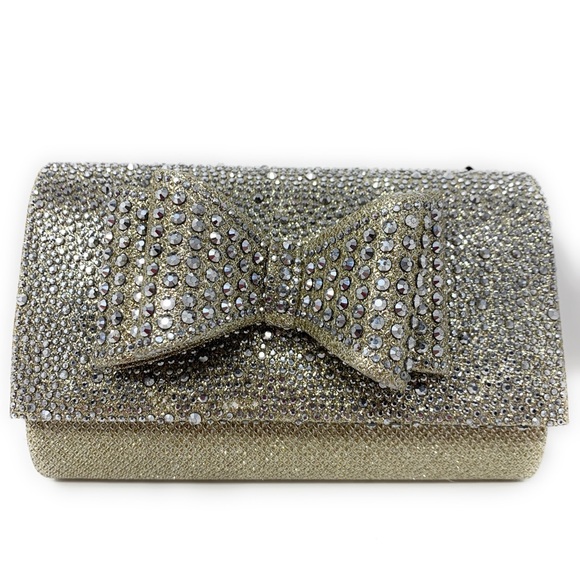 INC International Concepts Handbags - Champagne clutch purse with bow NEW